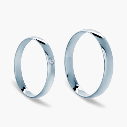 Obrączki ślubne: białe złoto, półokrągłe, 3 mm